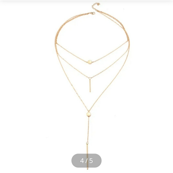 Gold Layered Necklace, Cleavage Accent - Picture 3 of 6